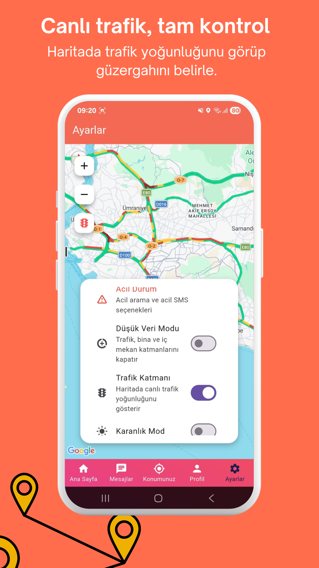 Canlı trafik özelliği